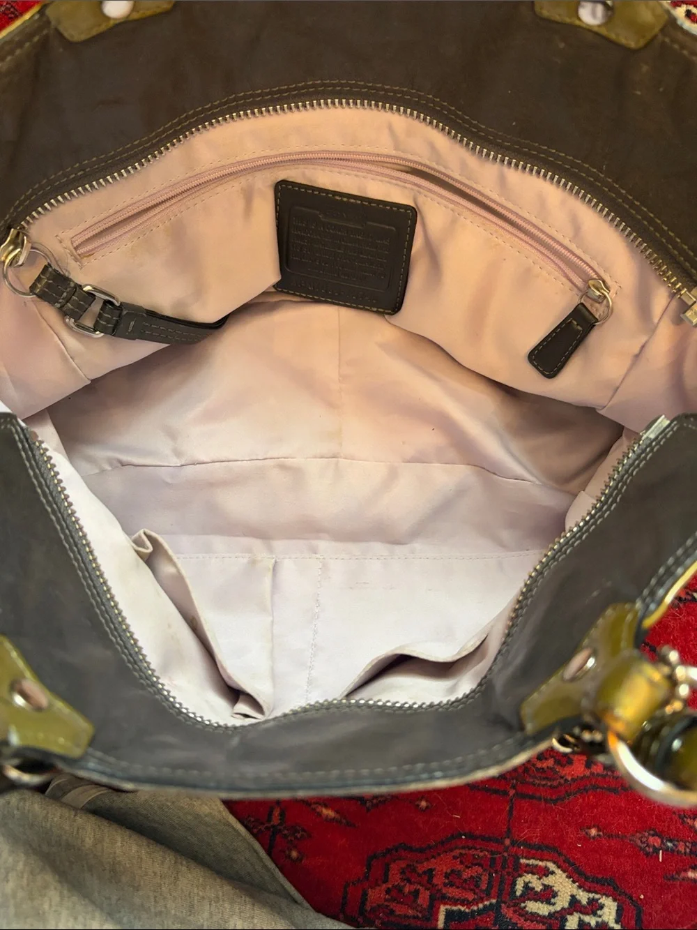 Coach Y2K vintage metallic/suede MultiPatchwork signature C ALL Leather Tote
